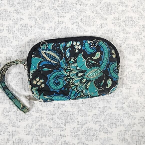 Vera Bradley Dark Blue Peacock Mini Zip Wristlet Wallet - Picture 4 of 6